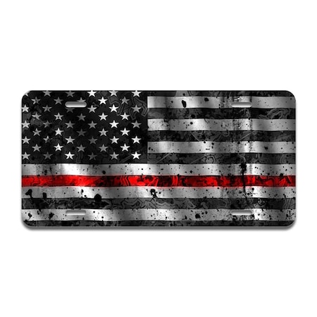 Amistad Aluminum License Plate - America Grunge Flag in the Wind Red AM2679600